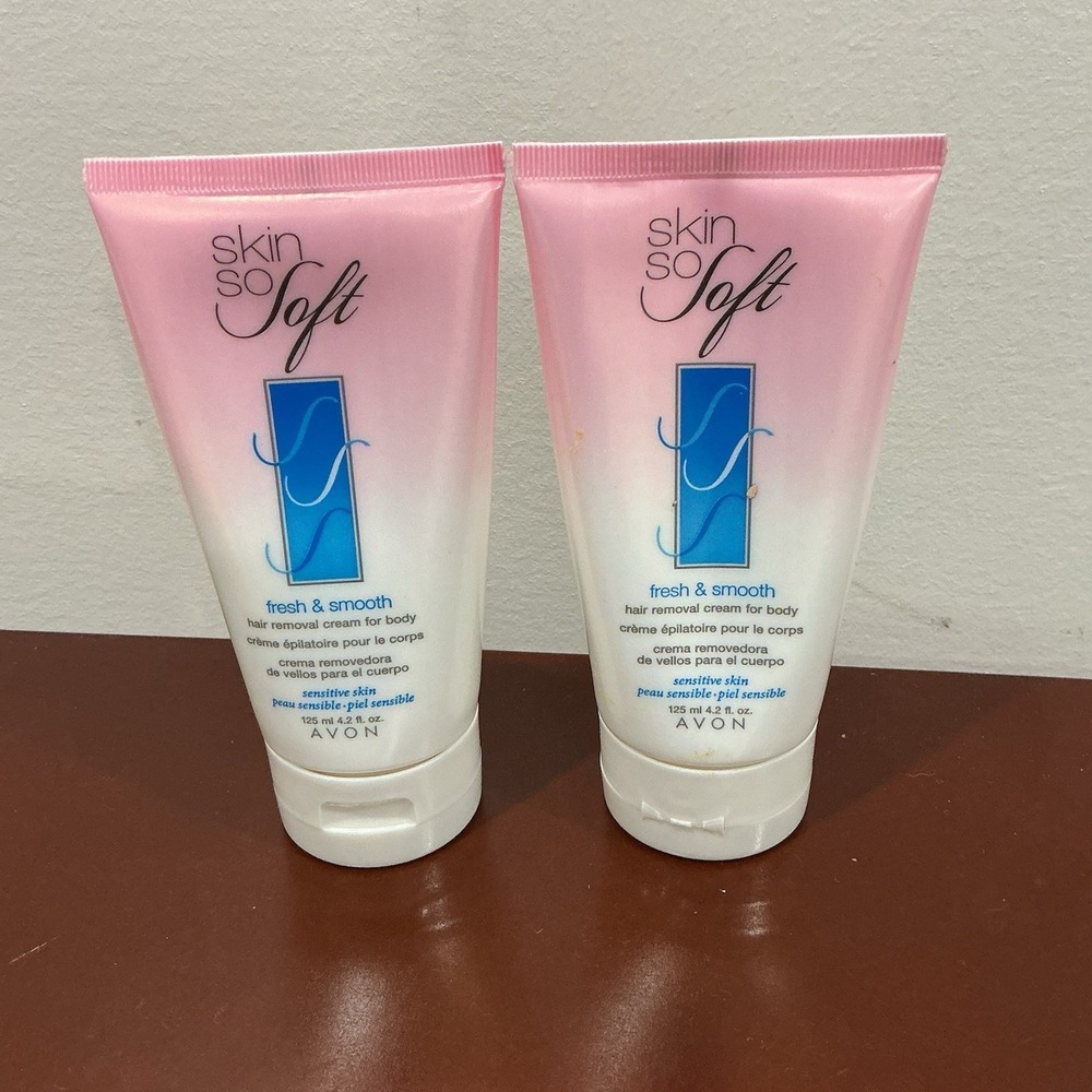 2 Avon Skin So Soft Fresh & Smooth‎ Body Hair Removal Creams 4.2oz New Sensitive